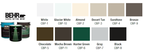 Behr Color Chart for Clopay Garage Door Matching